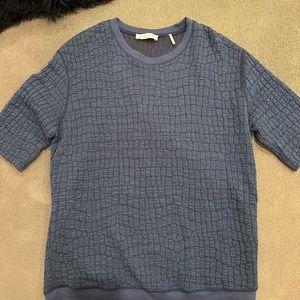 Sandro Textured Short Sleeve Knit Shirt Size 3/M/L Blue